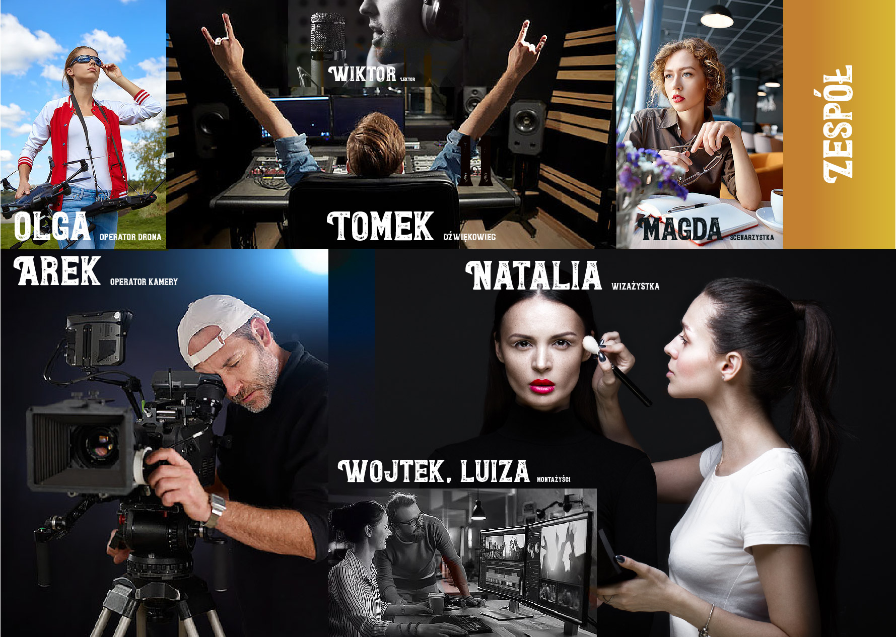 Ekipa filmowa - producent, kamerzyści, dźwiękowcy, operatorzy, montażyści
